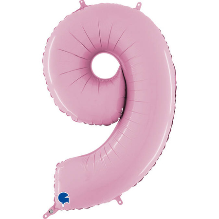 Balon Foliowy Cyfra 9 Różowa Pastel Pink, 66 cm Grabo