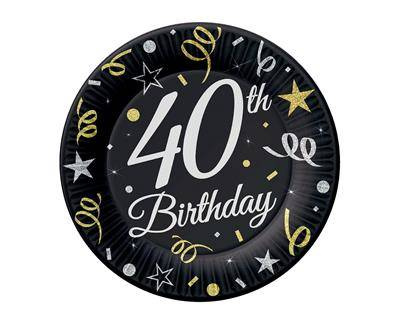 Paper plates B & C 40 Birthday, 18 cm / 8 pcs