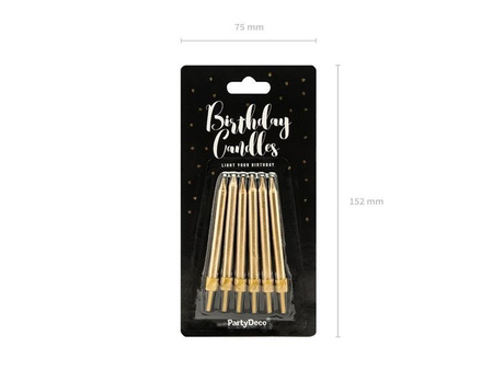 Birthday candles smooth, gold (1, Op. / 6 pcs.)