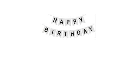 Baner Girlanda urodzinowa Happy Birthday Srebrny Czarny 180 cm