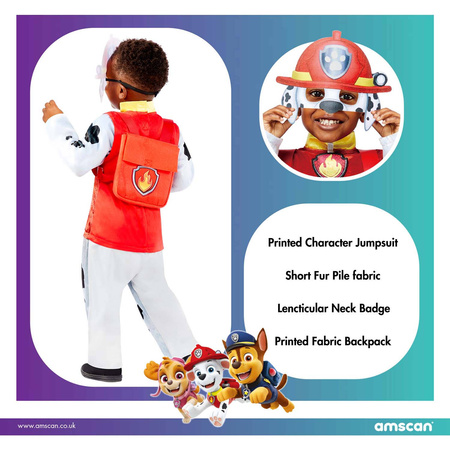 Paw Patrol Marshall Kostüm, Verkleidungskostüm , Deluxe 4-6 Jahre alt