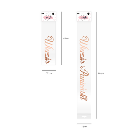 Sash White mit der Schriftzug Bachelorette Abend in RosenGold, 160 cm