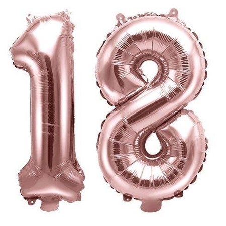 Foil Balloons Birthdays 18 digits Rose Gold 35cm, set in the eighties