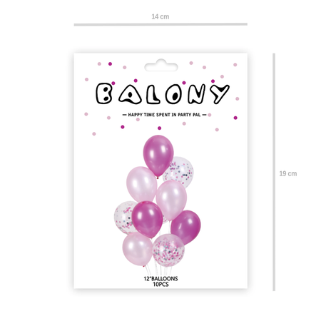 A set of pink balloons with confetti mix, 30cm, 10 pcs.