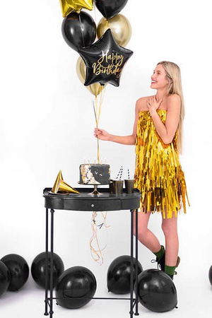 Foil Balloon Happy Birthday Black Star 40cm