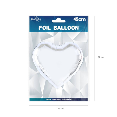 Heart foil balloon, silver, 46 cm
