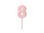Birthday candle 8, pink, 5,5cm