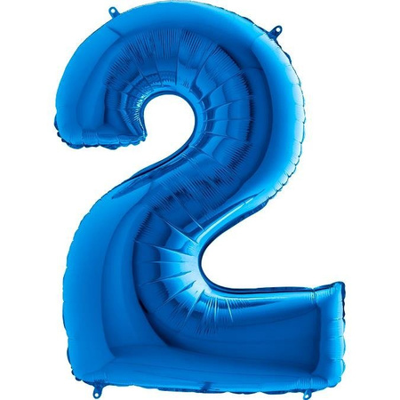 The foil balloon number 2 Blue - 102 cm Grabo