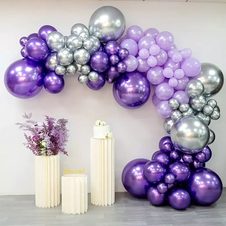 Latex balloons Chrome silver, 30cm, 50 pcs