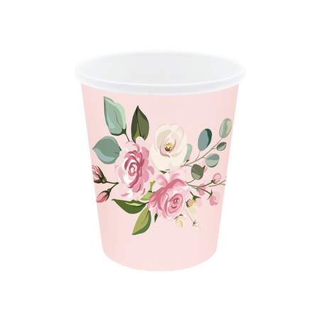 Rosa Tassen in den Blumen, 6 Stück