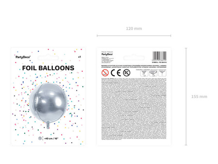 Foil balloon ball, 40cm, silver