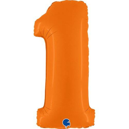 Folienballon Nummer 1, matt orange, 102cm Grabo