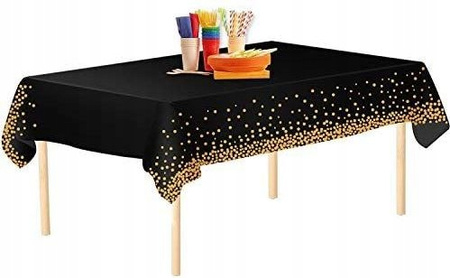 Black tablecloth in gold confetti 137x183 cm