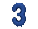 Foil Balloon Number ''3'', 86cm, Navy, Satin