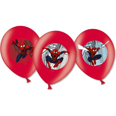 Balony lateksowe Spider-Man, czerwone, 27.5 cm, 6 szt.