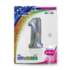 Foil balloon Digit 1, Silver Holographic 102 cm Grabo