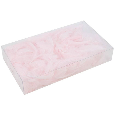 Decorative feathers in a box - bright pink pink