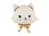 Foil balloon cream Cat with gold bow 50x60cm