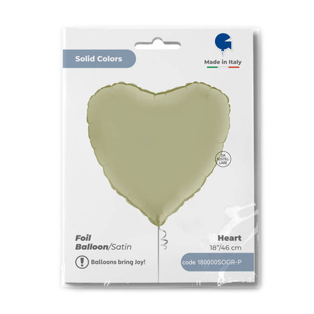 Folienballon - Satin olive Herz 46 cm, Grabo