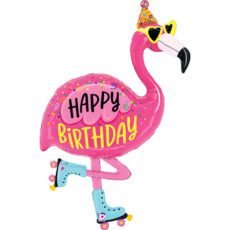 Balon foliowy urodzinowy Flaming Happy Birthday, Różowy, 106 cm