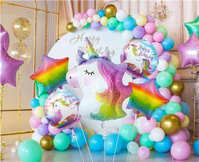 Foil balloons - a set of unicorn, Happy Birthday 5 pcs.