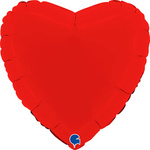 Folienballon - Mattes rotes Herz, 46 cm, Grabo