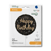 Foil balloon, Round, Black, 46 cm, Sparkling Birthday