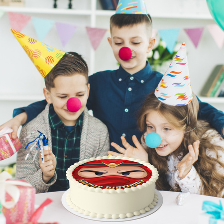 Opłatek na tort Ninja Czerwony okrągły 20 cm premium, wegański, bezglutenowy, wycięty