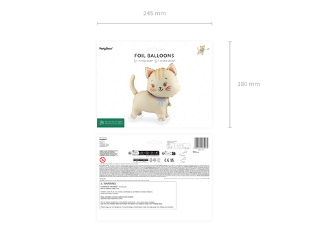 Foil balloon light beige Cat on wheels 61x65cm