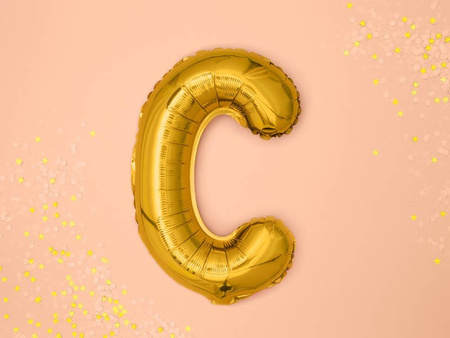 Foil balloon letter C, 35cm, gold
