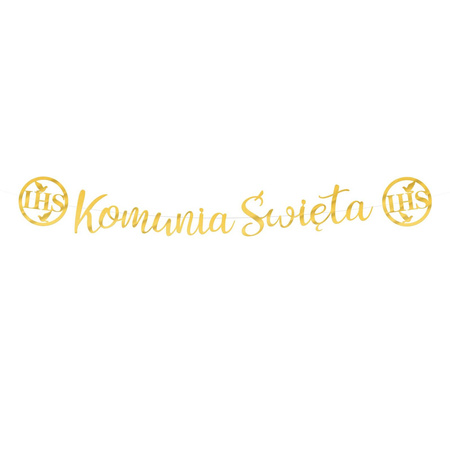 Komunia Święta metaliczne złoto / baner 150 cm
