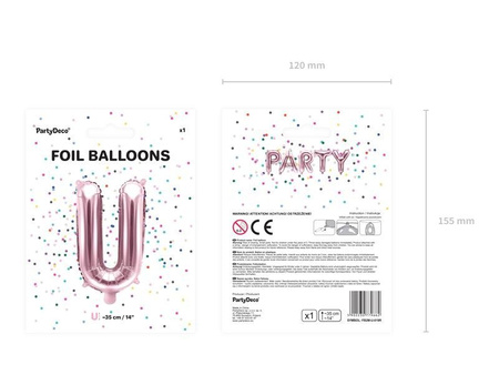 Letter U Foil balloon, 35cm, Rose Gold rose gold