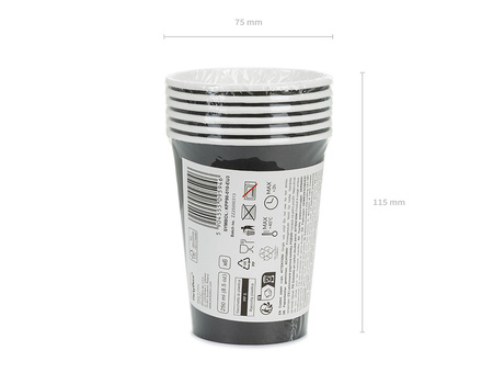 Paper cups Black 250ml 6 pcs