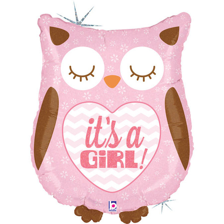 Grabo Balloon Owl pink it's a girl 66 cm