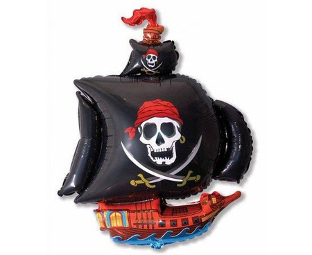 Foil Balloon, Black Pirate Ship, 70 cm