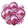 A set of dark chrome balloons with confetti, 30 cm, 10 pcs.