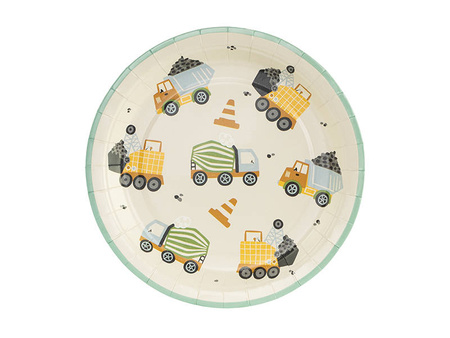 Plates Construction vehicles, 18 cm, (1 box / 6 pcs.)