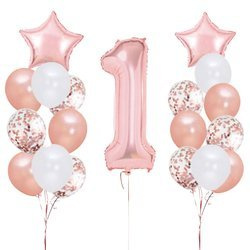 A set of balloons 1 year Rose Gold, 19 El.