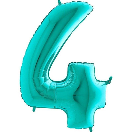 Number 4 Foil Balloon Tiffany, Mint - 102 cm Grabo