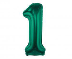 Foil balloon, number 1, bottle green, 85 cm.