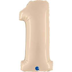 Foil Balloon Number 1, Cream Satin 102cm Grabo