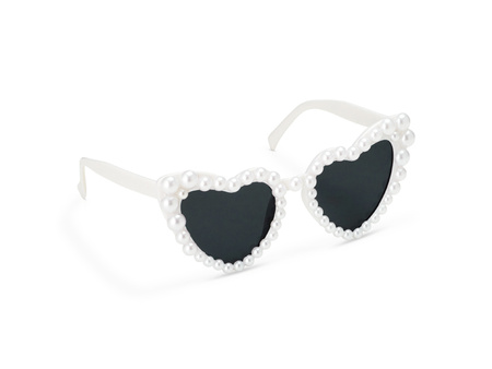 Heart-Shaped Glasses with Pearls, White