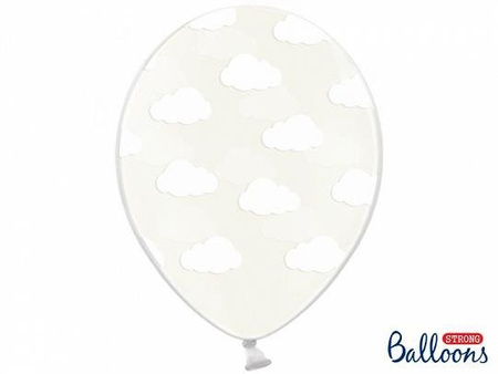 Balloons 30cm, clouds, Crystal Clear (1 op. / 6 pcs.)