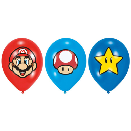 Latex balloons Super Mario Bros 28cm, 6 pcs