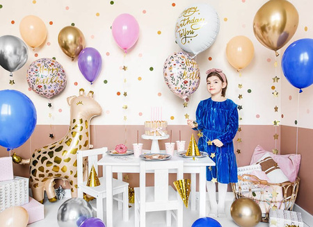 Balon foliowy Happy Birthday! Jasny różowy boho, 35cm