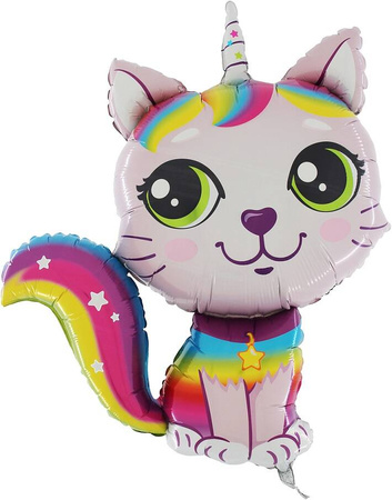 Folienballon Kätzchen mit Horn rosa, 76cm