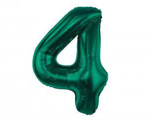 Foil balloon, number 4, bottle green, 85 cm.