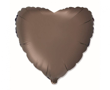 Balon foliowy serce, satynowy, brązowy, 45cm, Flexmetal