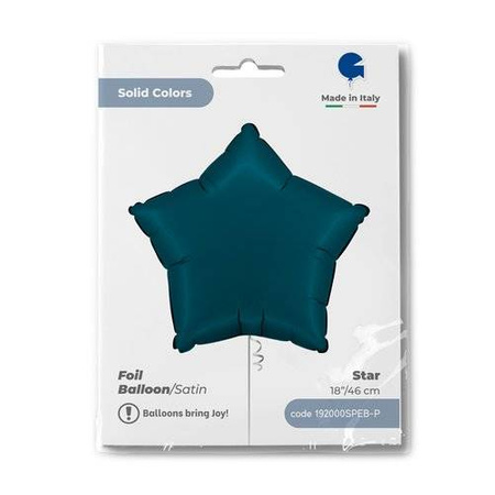 Foil Balloon - Satin Petrol Blue Star 46 cm, Grabo