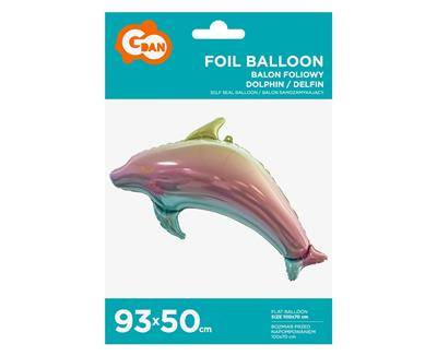 Folienballon Delphin, Regenbogen - 93 cm